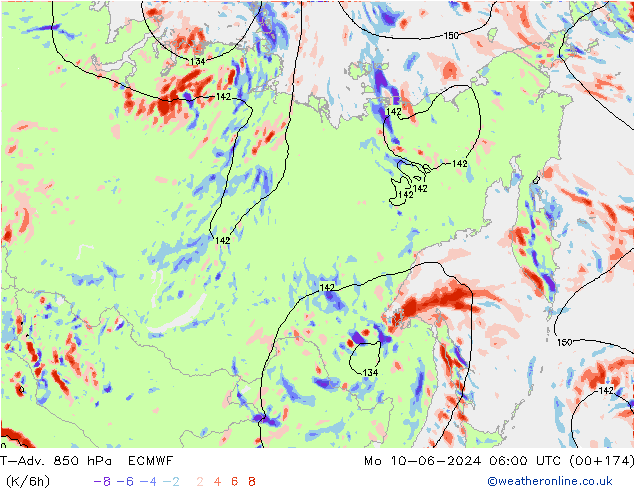 T-Adv. 850 hPa ECMWF lun 10.06.2024 06 UTC