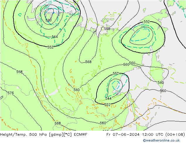 Z500/Rain (+SLP)/Z850 ECMWF Sex 07.06.2024 12 UTC