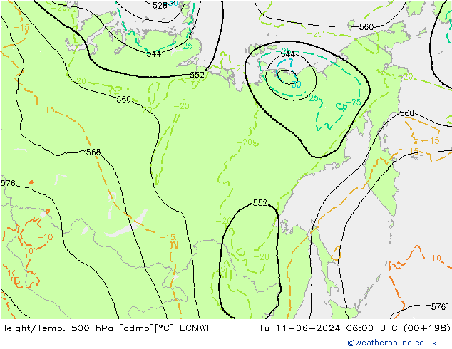 Height/Temp. 500 hPa ECMWF Tu 11.06.2024 06 UTC