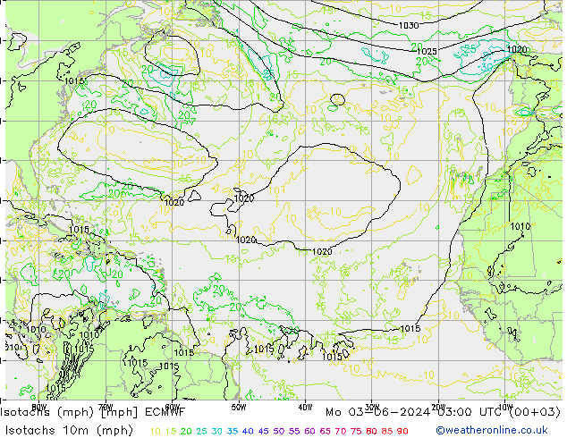 Isotachs (mph) ECMWF  03.06.2024 03 UTC