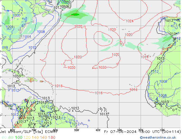 Jet stream/SLP ECMWF Pá 07.06.2024 18 UTC