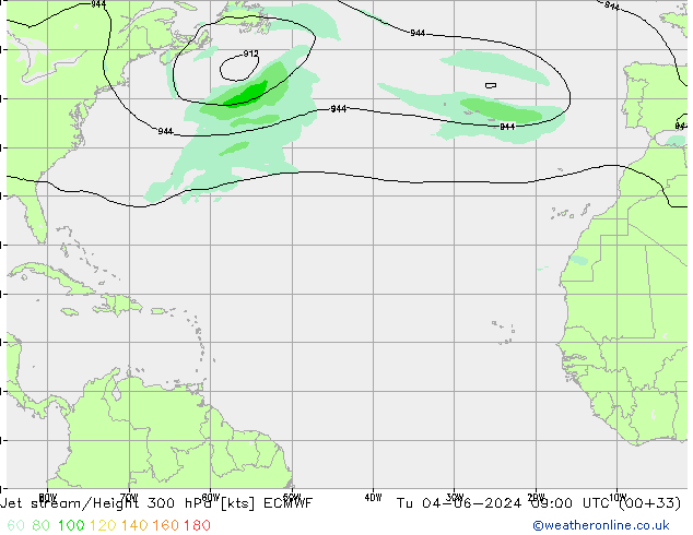 Straalstroom ECMWF di 04.06.2024 09 UTC