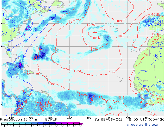 Z500/Regen(+SLP)/Z850 ECMWF za 08.06.2024 00 UTC