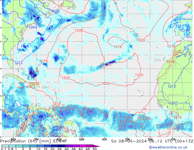 осадки (6h) ECMWF сб 08.06.2024 12 UTC