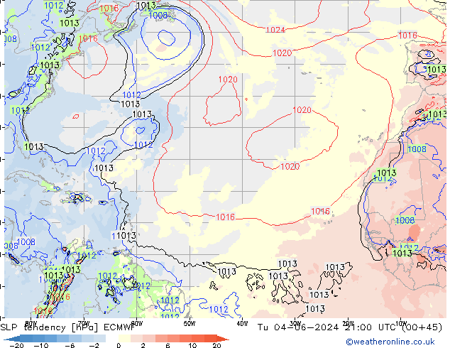 тенденция давления ECMWF вт 04.06.2024 21 UTC
