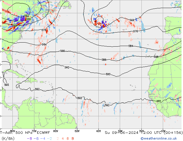 T-Adv. 500 hPa ECMWF Dom 09.06.2024 12 UTC