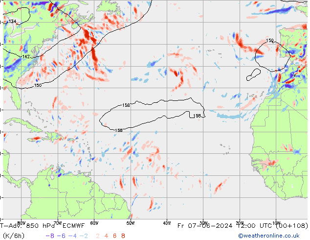 T-Adv. 850 hPa ECMWF vr 07.06.2024 12 UTC