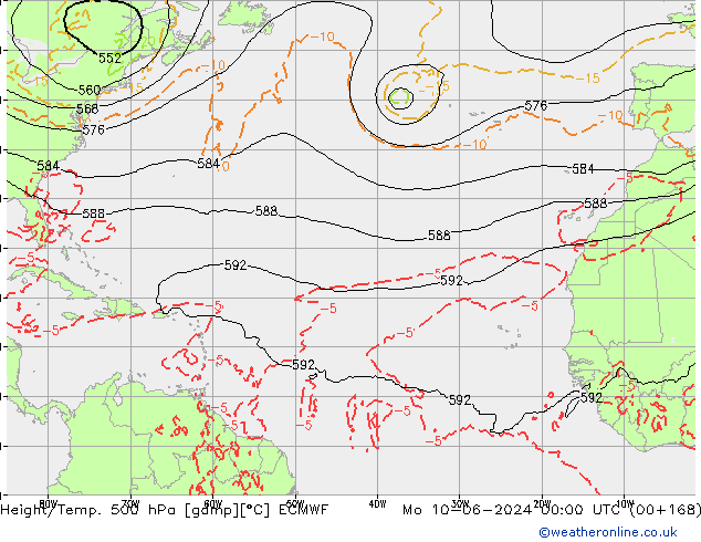 Geop./Temp. 500 hPa ECMWF lun 10.06.2024 00 UTC