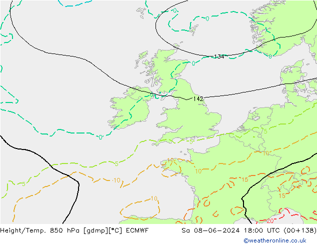 Height/Temp. 850 hPa ECMWF  08.06.2024 18 UTC