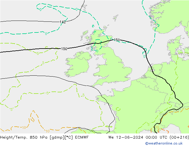 Z500/Rain (+SLP)/Z850 ECMWF mié 12.06.2024 00 UTC