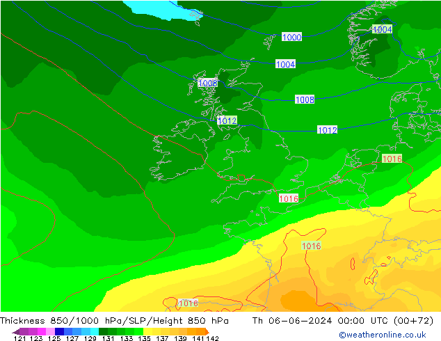 850-1000 hPa Kalınlığı ECMWF Per 06.06.2024 00 UTC