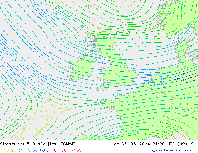 Stroomlijn 500 hPa ECMWF wo 05.06.2024 21 UTC