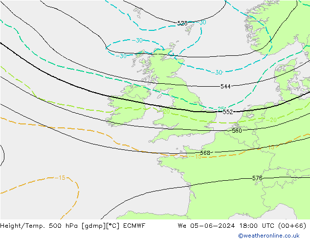 Z500/Regen(+SLP)/Z850 ECMWF wo 05.06.2024 18 UTC