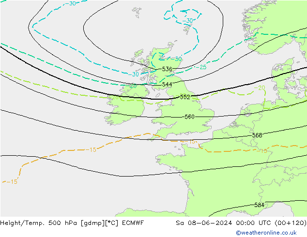 Z500/Rain (+SLP)/Z850 ECMWF So 08.06.2024 00 UTC