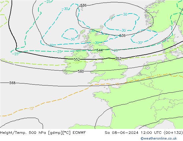 Z500/Rain (+SLP)/Z850 ECMWF Sa 08.06.2024 12 UTC