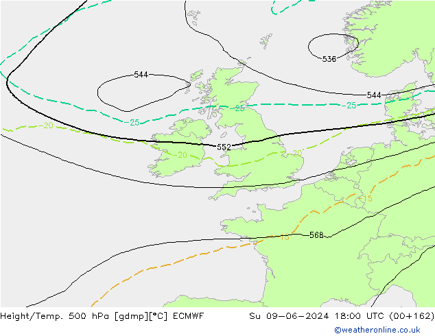 Z500/Rain (+SLP)/Z850 ECMWF nie. 09.06.2024 18 UTC