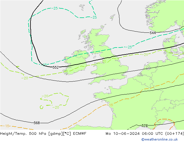 Height/Temp. 500 hPa ECMWF Seg 10.06.2024 06 UTC