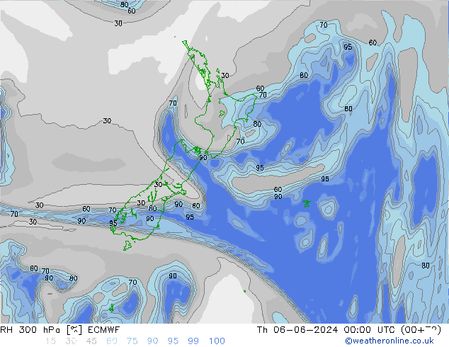 RH 300 hPa ECMWF Th 06.06.2024 00 UTC