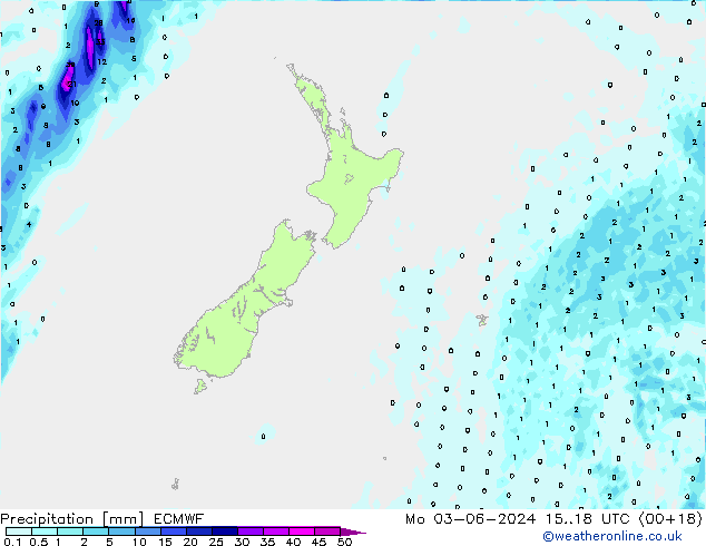 Srážky ECMWF Po 03.06.2024 18 UTC