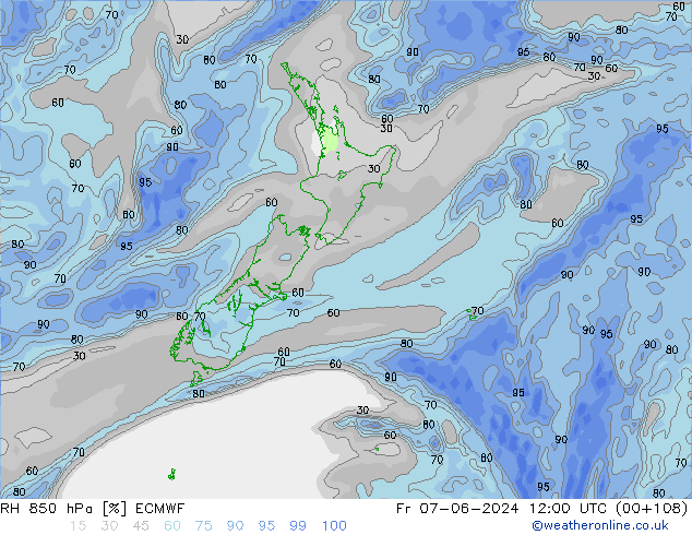 RH 850 hPa ECMWF Fr 07.06.2024 12 UTC