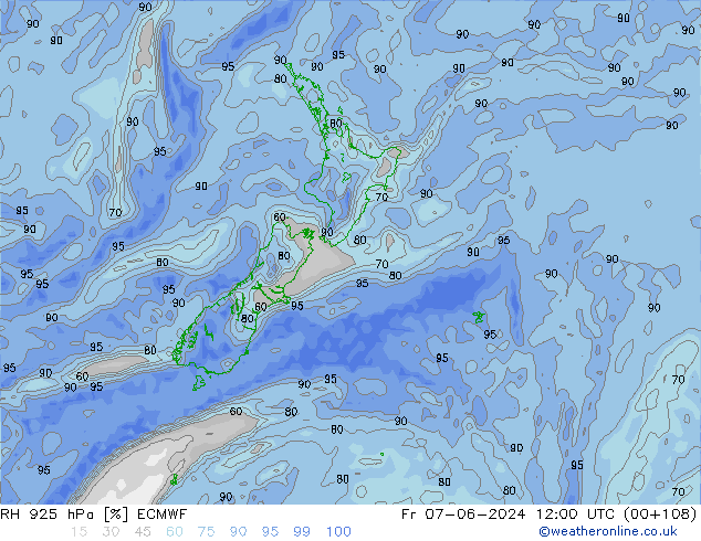 RH 925 hPa ECMWF Fr 07.06.2024 12 UTC