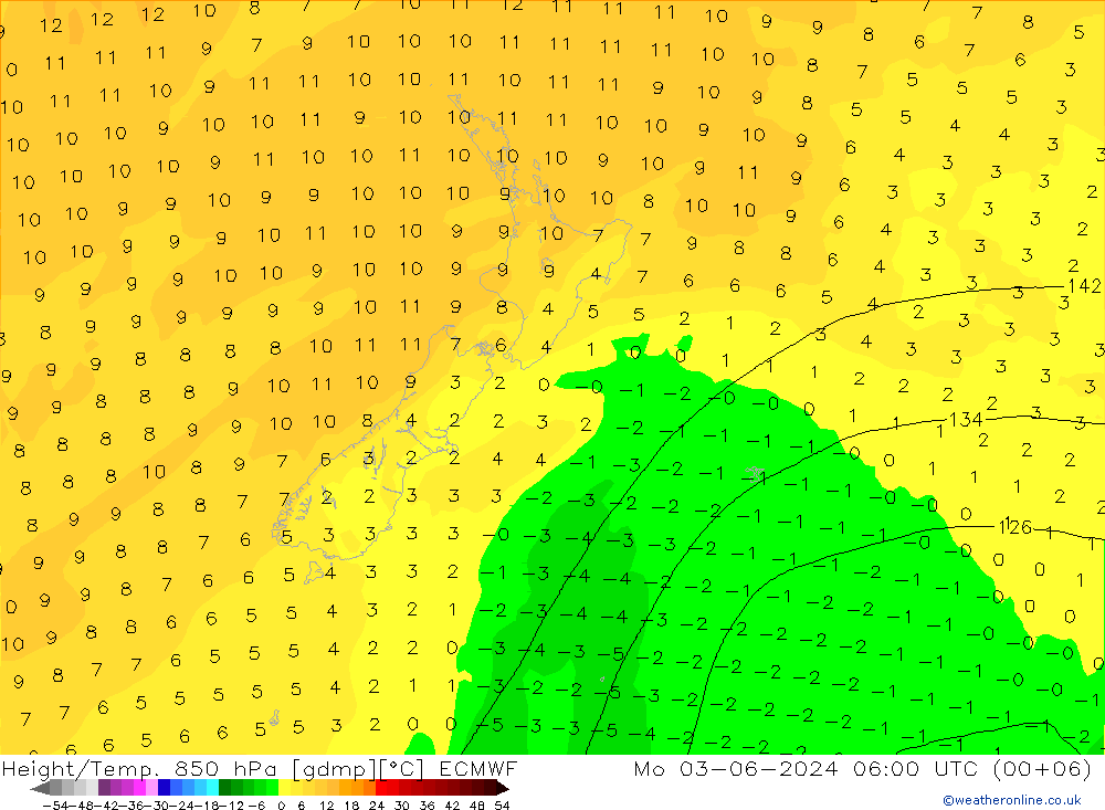 Géop./Temp. 850 hPa ECMWF lun 03.06.2024 06 UTC