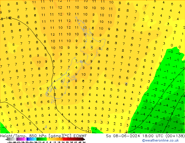 Z500/Rain (+SLP)/Z850 ECMWF so. 08.06.2024 18 UTC