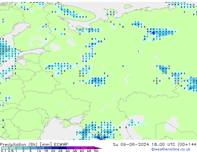 Z500/Rain (+SLP)/Z850 ECMWF Su 09.06.2024 00 UTC