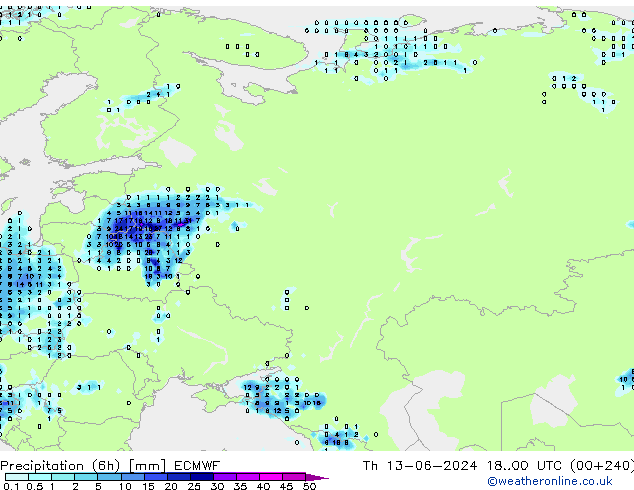 Yağış (6h) ECMWF Per 13.06.2024 00 UTC