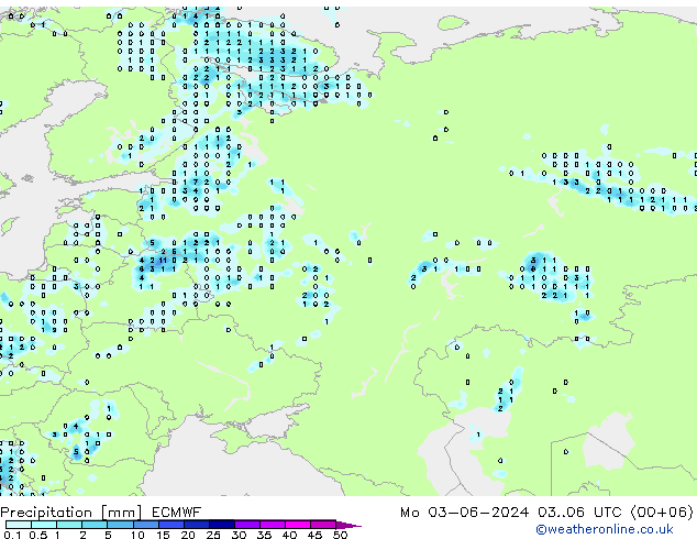 precipitação ECMWF Seg 03.06.2024 06 UTC