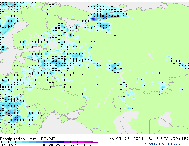 Srážky ECMWF Po 03.06.2024 18 UTC