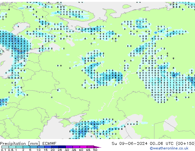 Precipitation ECMWF Su 09.06.2024 06 UTC