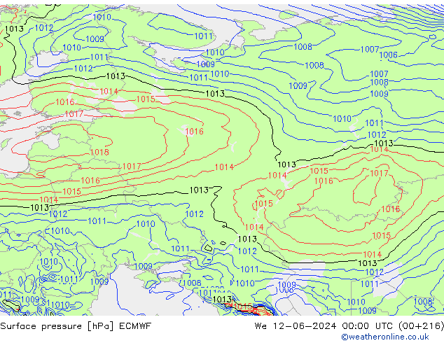 Yer basıncı ECMWF Çar 12.06.2024 00 UTC