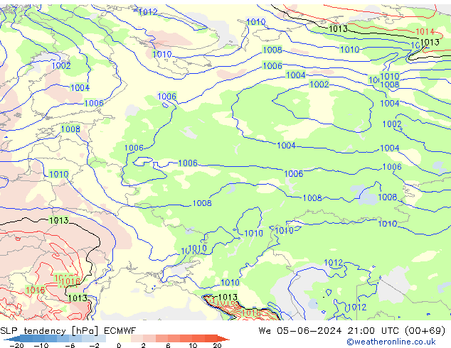 SLP tendency ECMWF St 05.06.2024 21 UTC