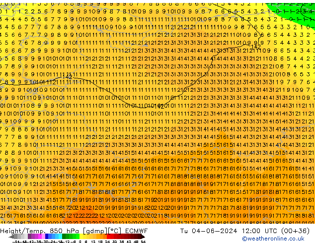 Z500/Rain (+SLP)/Z850 ECMWF mar 04.06.2024 12 UTC