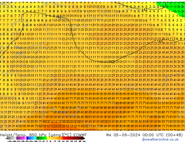 Z500/Rain (+SLP)/Z850 ECMWF We 05.06.2024 00 UTC