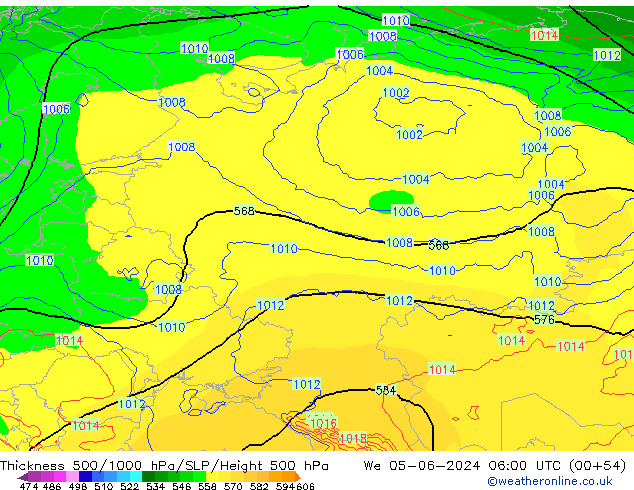 Thck 500-1000гПа ECMWF ср 05.06.2024 06 UTC