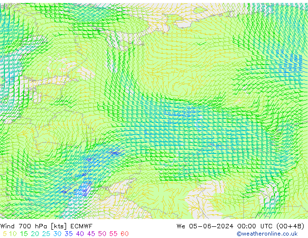 Wind 700 hPa ECMWF We 05.06.2024 00 UTC