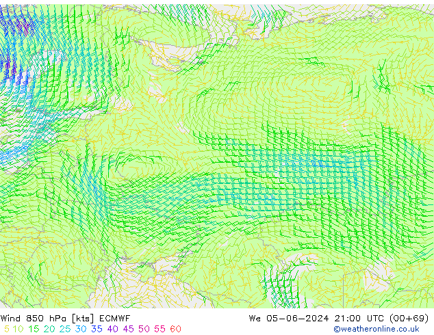 Wind 850 hPa ECMWF St 05.06.2024 21 UTC
