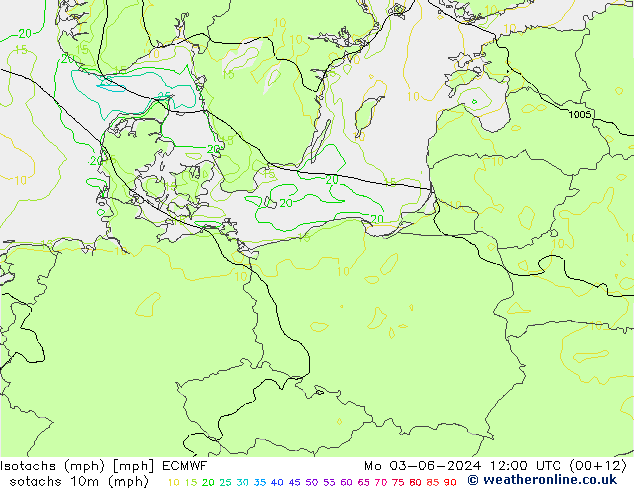 Eşrüzgar Hızları mph ECMWF Pzt 03.06.2024 12 UTC