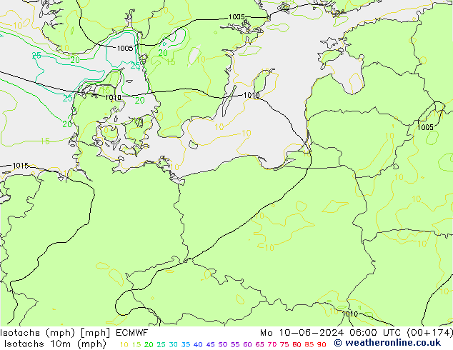 Isotachs (mph) ECMWF Po 10.06.2024 06 UTC