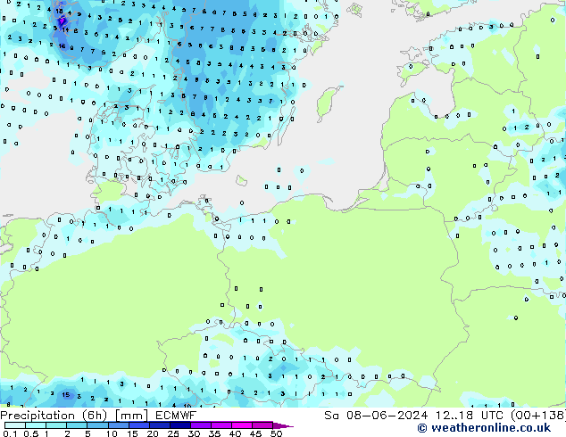 opad (6h) ECMWF so. 08.06.2024 18 UTC