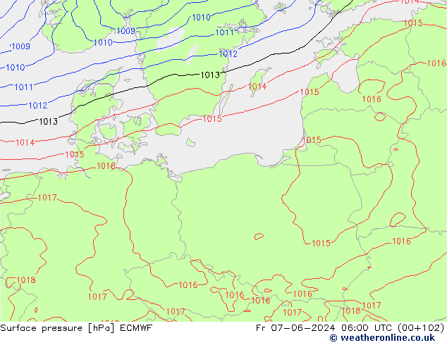 приземное давление ECMWF пт 07.06.2024 06 UTC