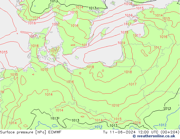 Pressione al suolo ECMWF mar 11.06.2024 12 UTC