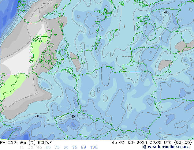 RH 850 hPa ECMWF  03.06.2024 00 UTC