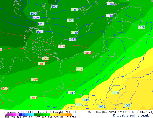 700-1000 hPa Kalınlığı ECMWF Pzt 10.06.2024 12 UTC