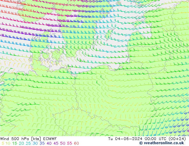 ветер 500 гПа ECMWF вт 04.06.2024 00 UTC