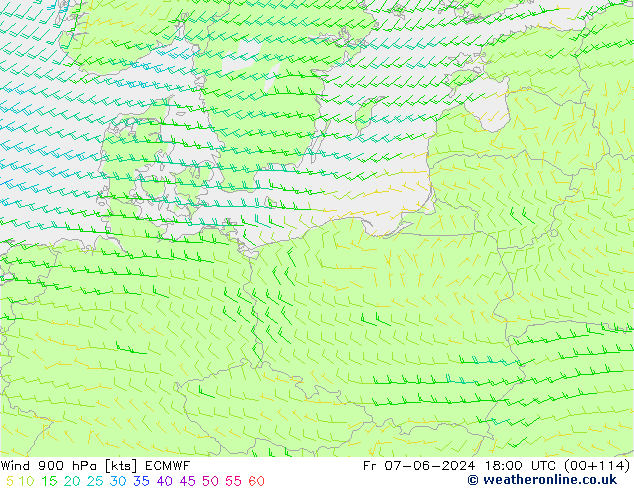 Wind 900 hPa ECMWF Fr 07.06.2024 18 UTC