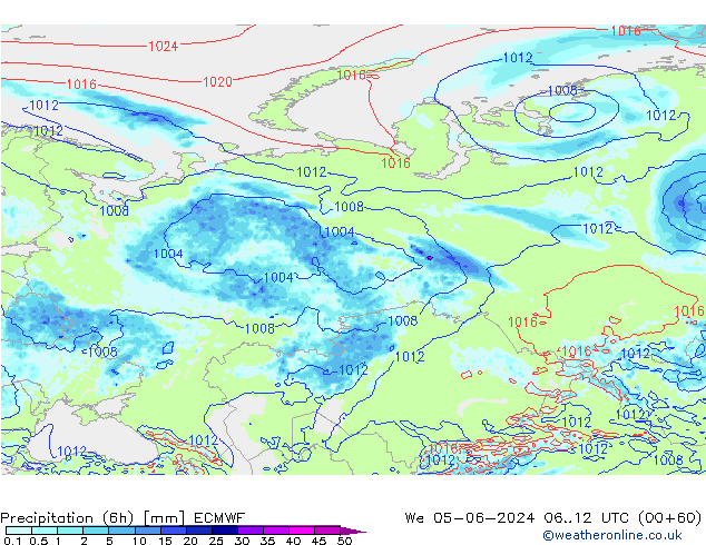 Z500/Rain (+SLP)/Z850 ECMWF Mi 05.06.2024 12 UTC