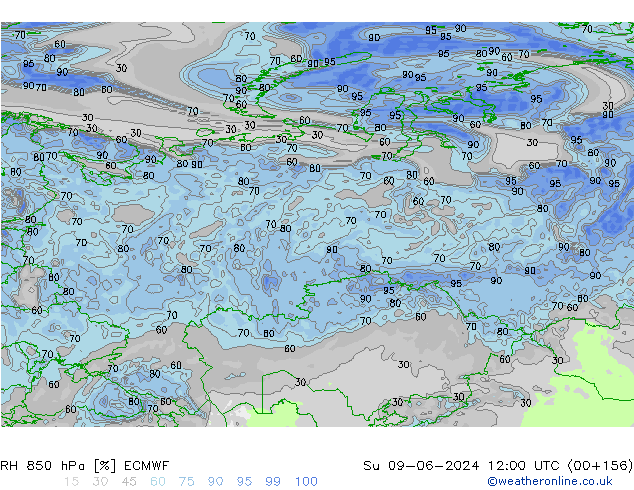 RH 850 hPa ECMWF So 09.06.2024 12 UTC